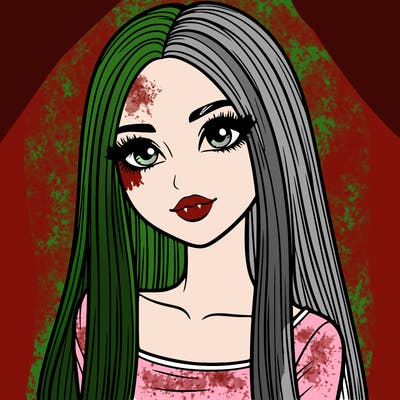 realistic girl with straight and long hair