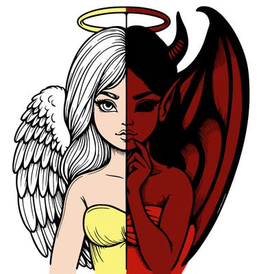 realistic angel half demon