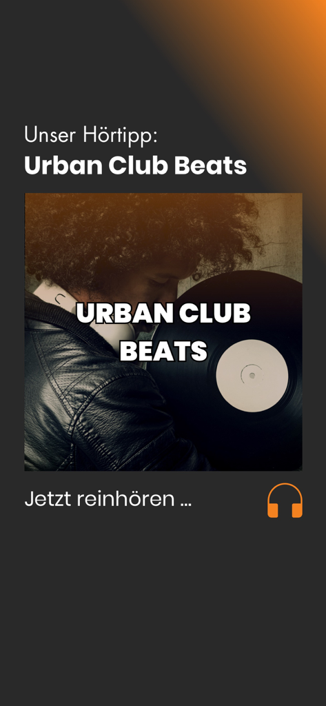 bigFM Radio - Interfaccia dell'app bigFM Radio con una raccomandazione per il canale musicale Urban Club Beats.