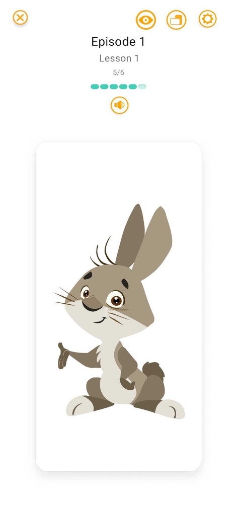 My HD Cards - A cartoon rabbit on a digital flashcard within the My HD Cards educational app interface