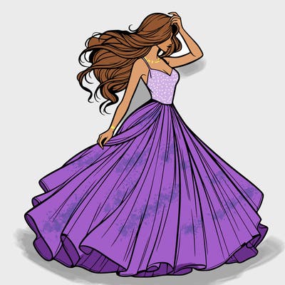 realistic woman with dress flowing in the wind