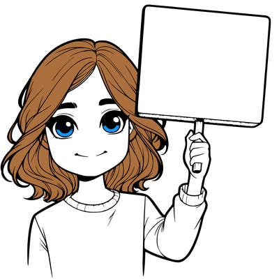 realistic girl holding up a sign