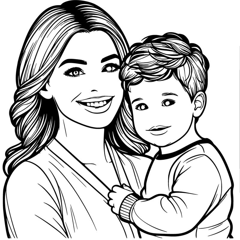 realistic mom and toddler son