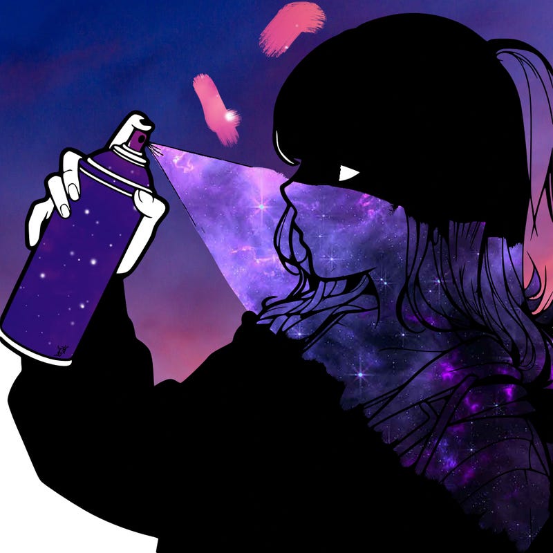 a realistic girl spray, painting