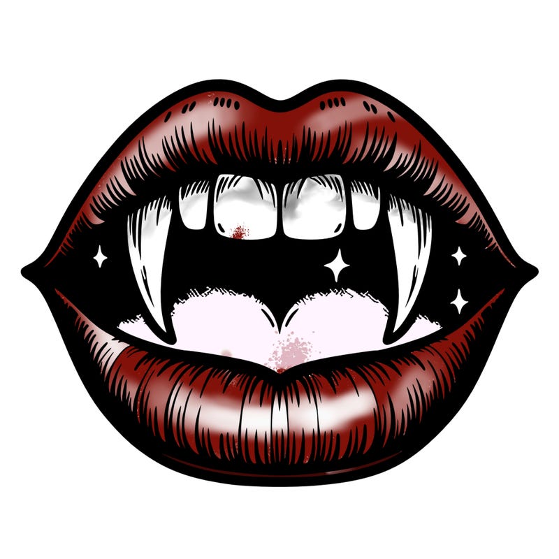 lips with vampire teeth