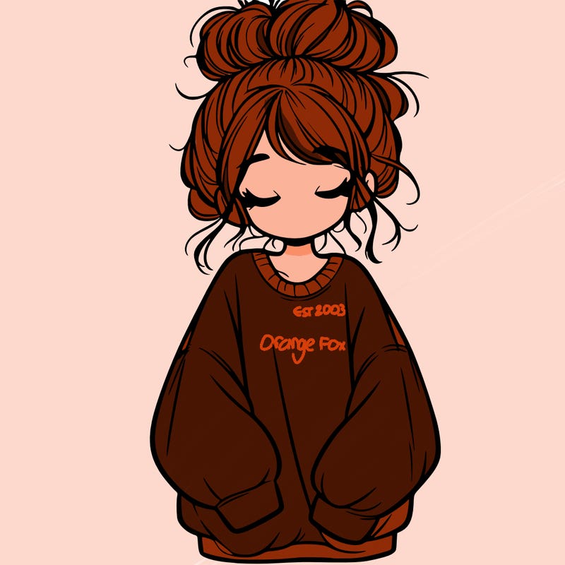 girl with baggy sweatshirt and messy bun