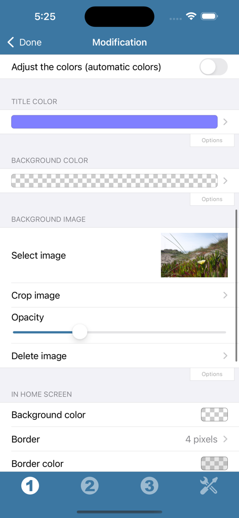 Date Countdown Widget - Customization screen of the Date Countdown Widget app showing options for title color background image and widget borders
