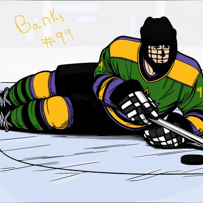 realistic hockey player laying on the ice