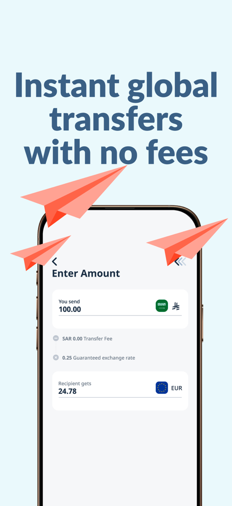 D360 Bank app interface showing currency conversion and instant global transfers with no fees