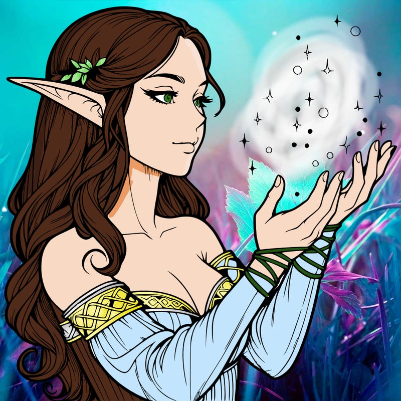 realistic elf girl doing magic