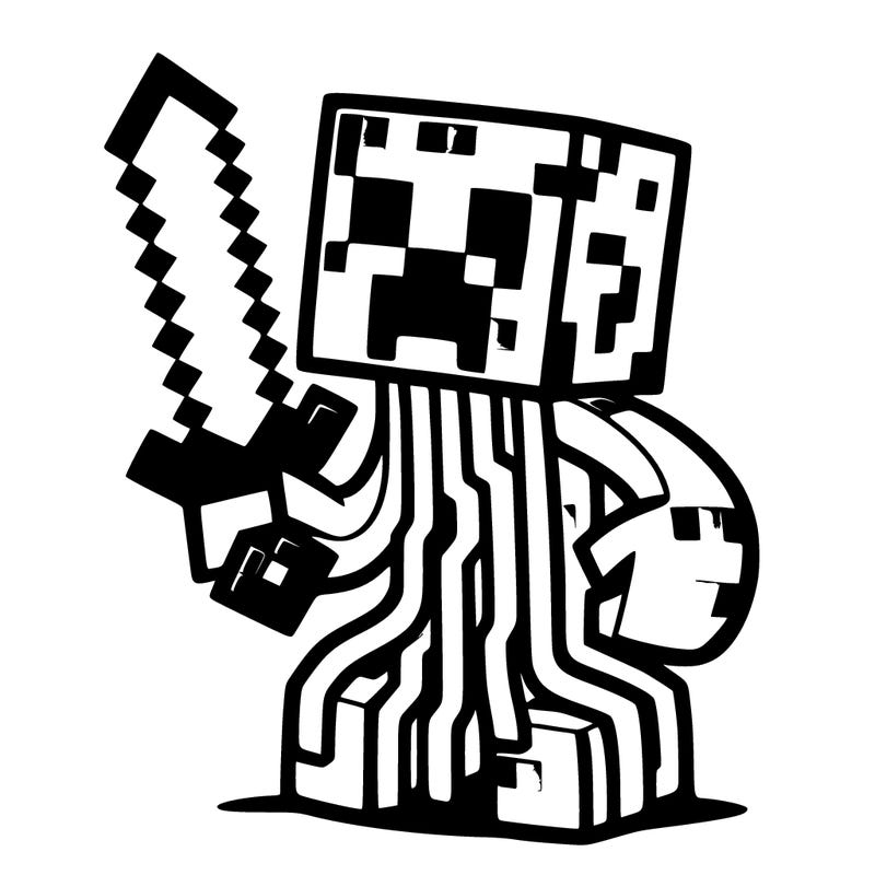 minecraft creeper holding netherrite sword