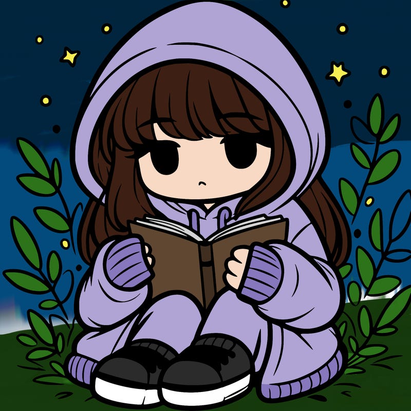 girl in oversized hoodie reading a book