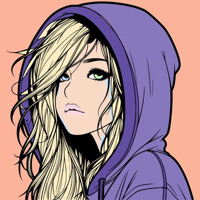 realistic girl with hoodie on