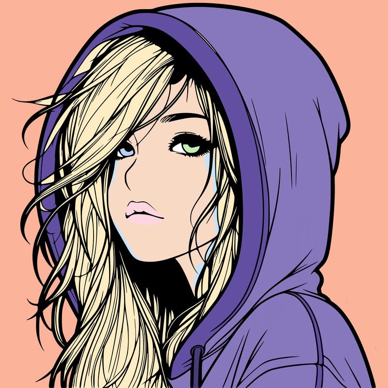 realistic girl with hoodie on