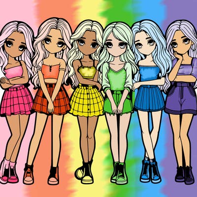 a group of girls realistic