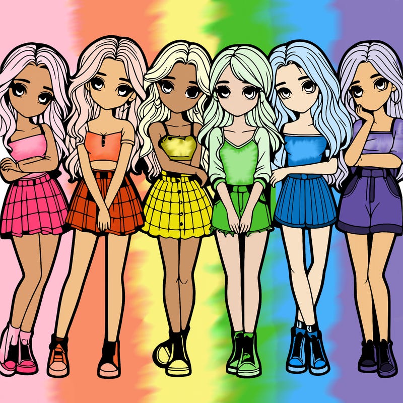 a group of girls realistic