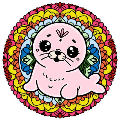 a cute baby seal mandala