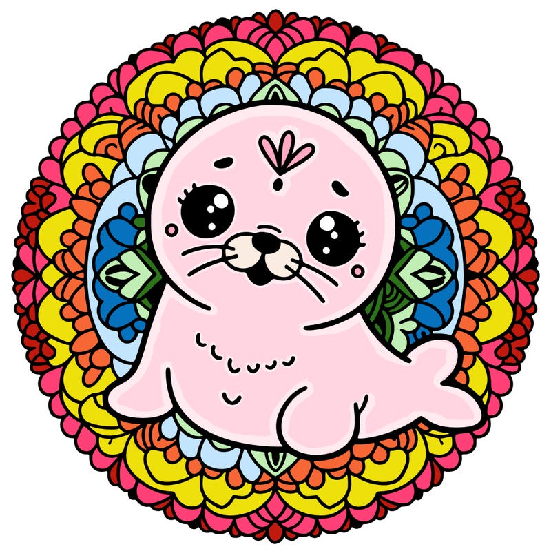 a cute baby seal mandala