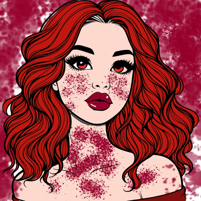 realistic girl with wavy hair and lips