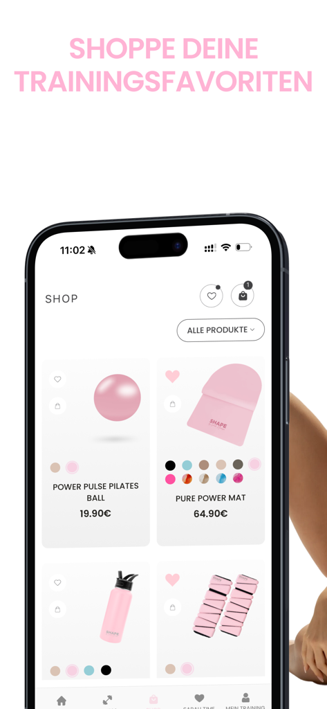 SHAPE by Sarah Harrison - SHAPE by Sarah Harrison app shop interface displaying yoga mats and fitness gear