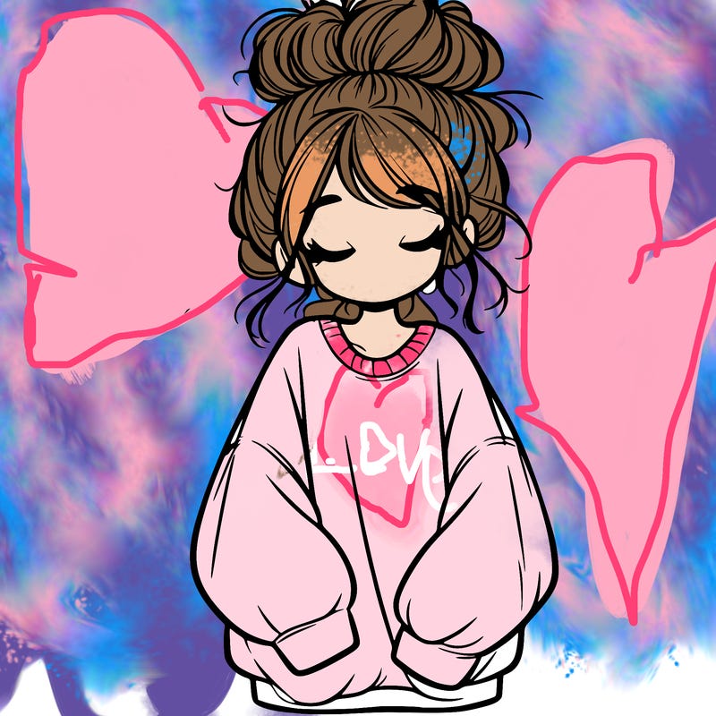 girl with baggy sweatshirt and messy bun