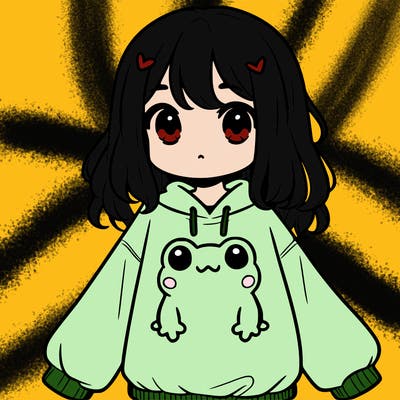 girl wearing frogging sweatshirt