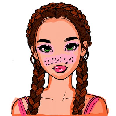 realistic girl with braids