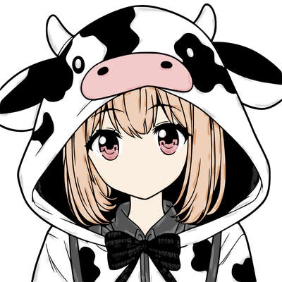 anime girl with cow hoodie