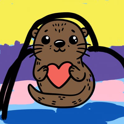 otter with a heart