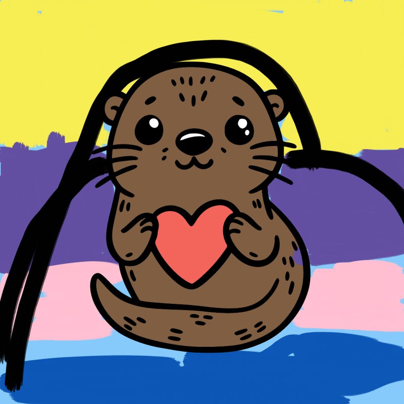 otter with a heart