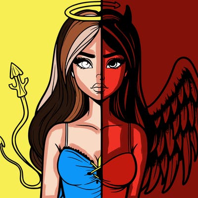 devil vs angel realistic girl