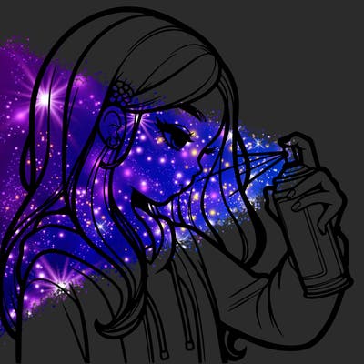 a realistic girl spray painting