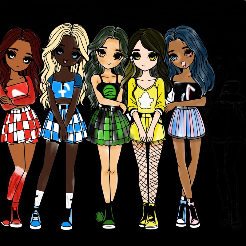 a group of girls realistic