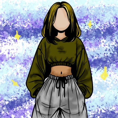 realistic girl faceless with baggy pants and a crop top