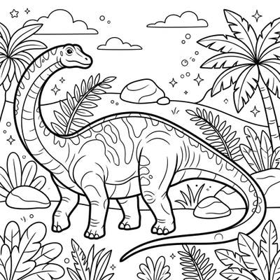 Discover the majestic Diplodocus with this engaging coloring page, perfect for dinosaur lovers. Bring this iconic long-necked giant and its prehistoric world to life with your favorite colors.
