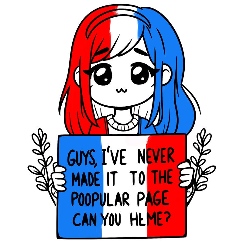 a girl holding up a sign that says, guys, i’ve never made it to the popular page, can you help me?