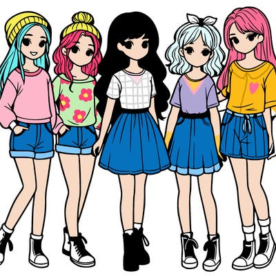 a group of five girls