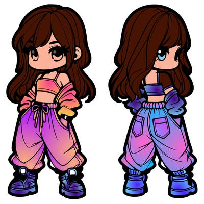 girl in crop top and baggy pants