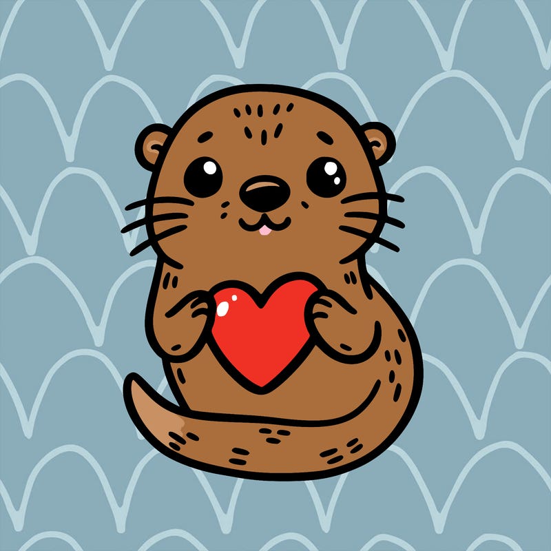 otter with a heart