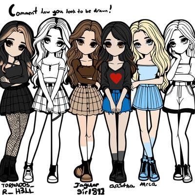 a group of girls realistic