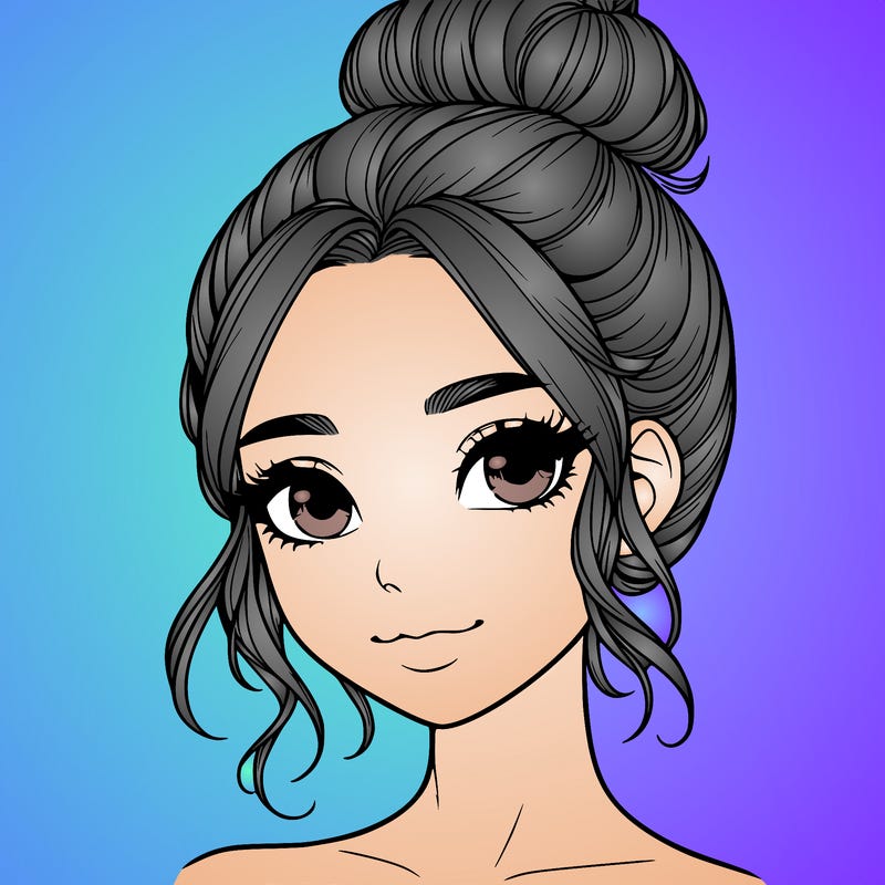 realistic pretty girl with hair in bun