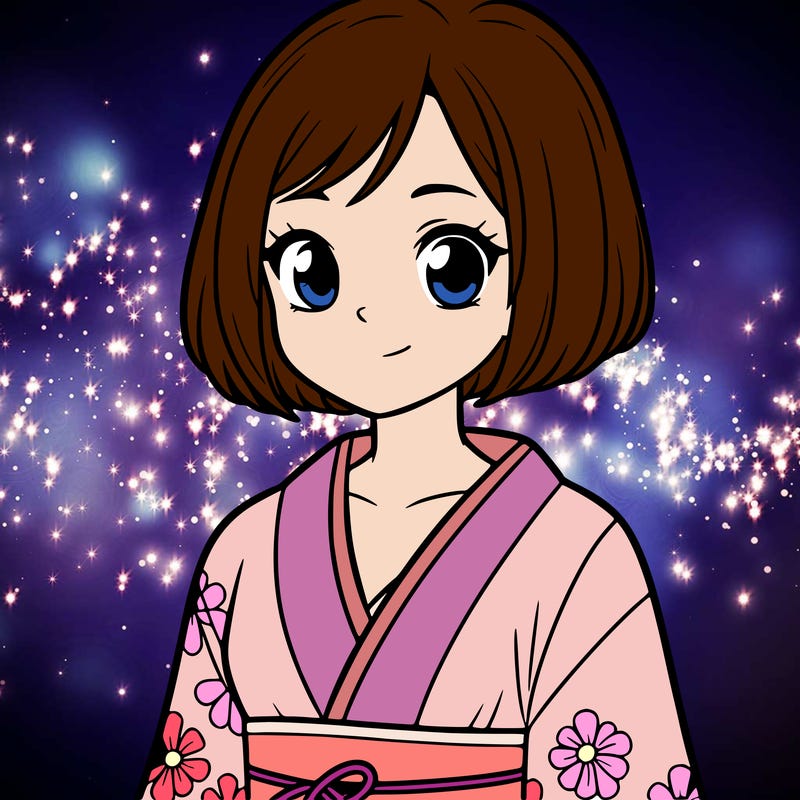 teenager, young girl. japanese dress short hair