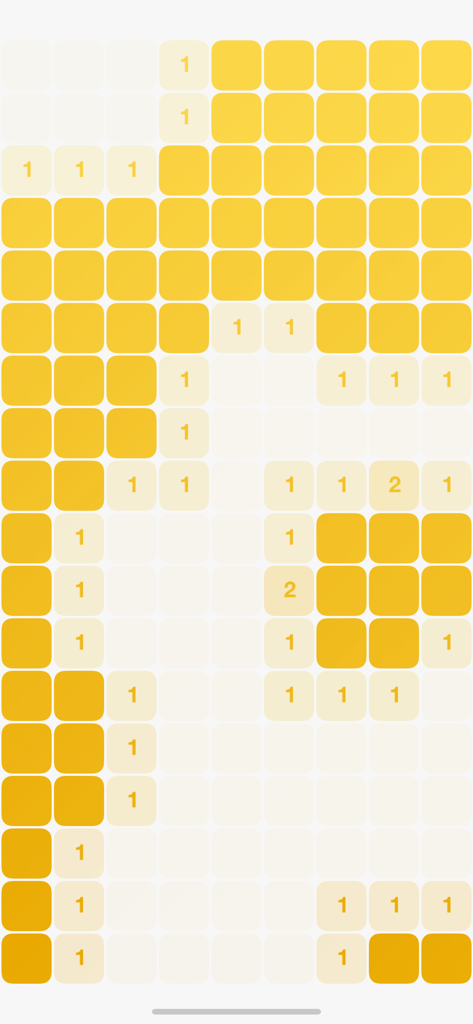 Don't catch Cats - Cuadrícula de rompecabezas minimalista con fichas amarillas y blancas en el juego móvil Don't catch Cats.