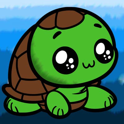 cute little animated turtle