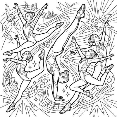 Capture the electrifying energy of aerobic gymnastics with this dynamic coloring page designed especially for creative teens. Dive into intricate scenes of gymnasts in motion, showcasing incredible strength and flexibility.