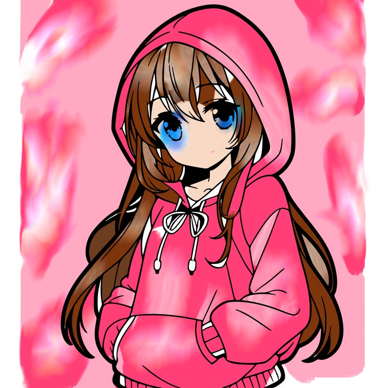 an anime girl with a kawaii hoodie on