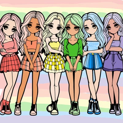 a group of girls realistic