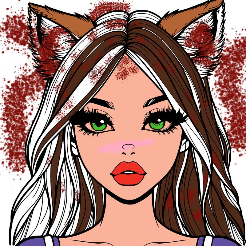 realistic girl with fox ears and realistic lips