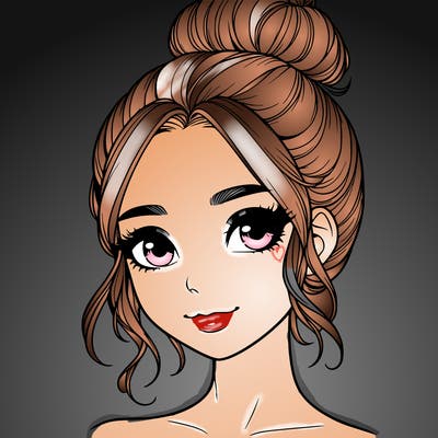 realistic pretty girl with hair in bun