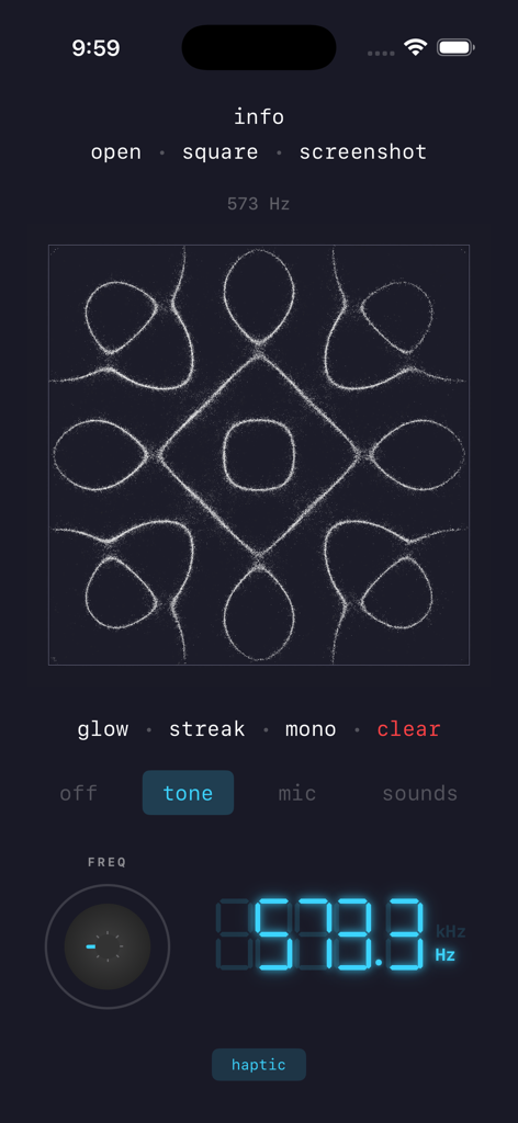 Cymatica: Sounds & Visualizer - A geometric sand pattern created by sound frequency in the Cymatica app